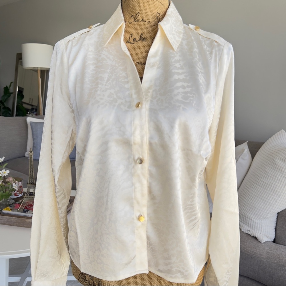 Elegant Cream Button-Up Blouse